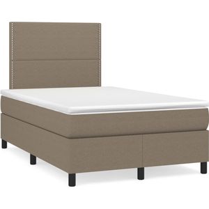 vidaXL Boxspringbett mit Matratze & LED Taupe 120x190 cm Stoff