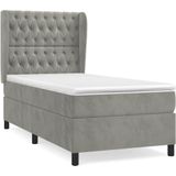 vidaXL Boxspringbett mit Matratze Hellgrau 80x200 cm Samt