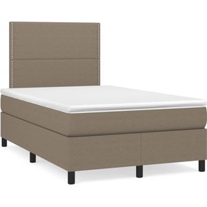 vidaXL Boxspringbett mit Matratze Taupe 120x190 cm Stoff