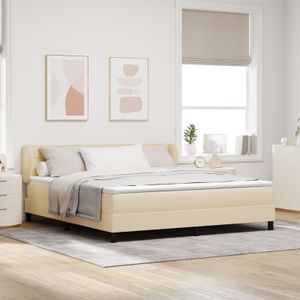 vidaXL Boxspringbett mit Matratze Creme 180x200 cm Stoff