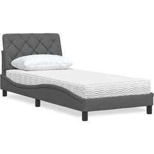 vidaXL Bett mit Matratze Dunkelgrau 90x200 cm Stoff