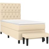 vidaXL Boxspringbett mit Matratze Creme 80x200 cm Stoff