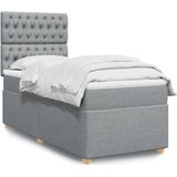 vidaXL Boxspringbett mit Matratze Hellgrau 90x190 cm Stoff