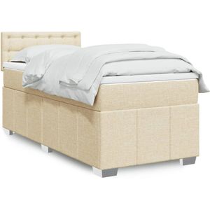 vidaXL Boxspringbett mit Matratze Creme 80x200 cm Stoff