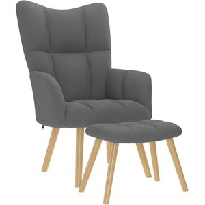 vidaXL Relaxsessel mit Hocker Dunkelgrau Stoff