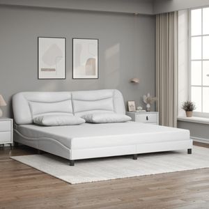 vidaXL Bettgestell mit Kopfteil Weiß 200x200 cm Kunstleder