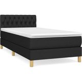 vidaXL Boxspringbett mit Matratze Schwarz 90x200 cm Stoff