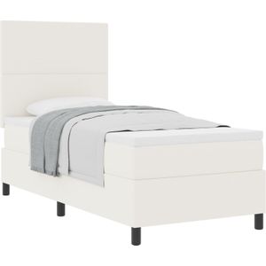 vidaXL Boxspringbett mit Matratze Creme 90x200 cm Cordstoff