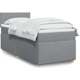 vidaXL Boxspringbett mit Matratze Hellgrau 90x200 cm Stoff
