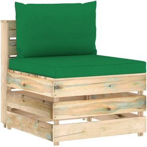 vidaXL Modulares Mittelsofa mit Kissen Grün Imprägniertes Holz