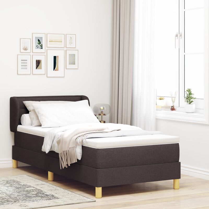 vidaXL Boxspringbett mit Matratze Dunkelbraun 100x200 cm Stoff