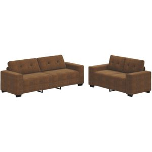 vidaXL 2-tlg. Sofagarnitur mit Kissen Braun Kunstleder