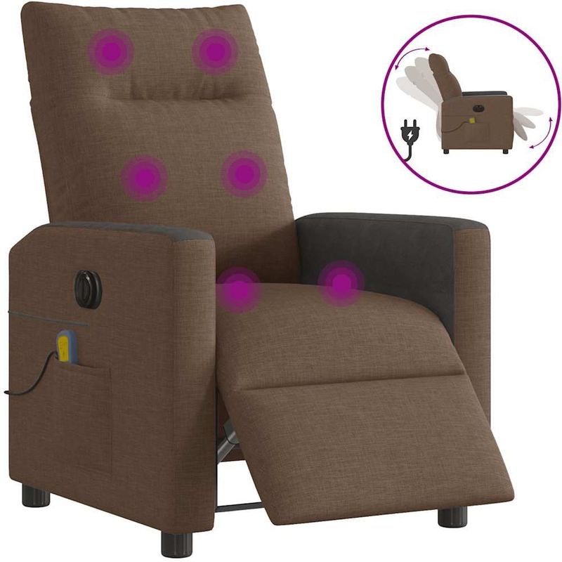 vidaXL Massagesessel Elektrisch Braun Stoff