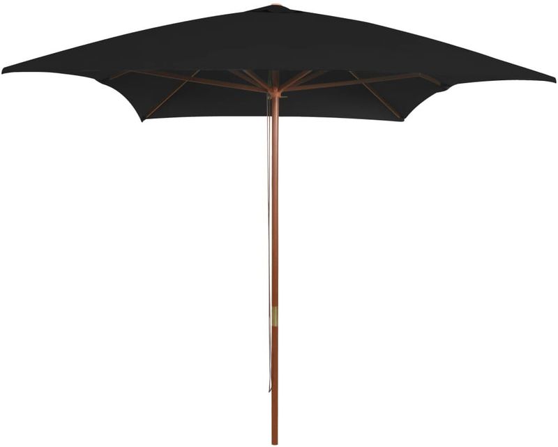 vidaXL Sonnenschirm mit Holz-Mast 200x300 cm Schwarz