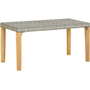vidaXL Gartenbank 120 cm Grau Poly Rattan und Massivholz Akazie