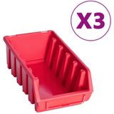 vidaXL 34-tlg. Behälter-Set für Kleinteile mit Wandplatten Rot Schwarz