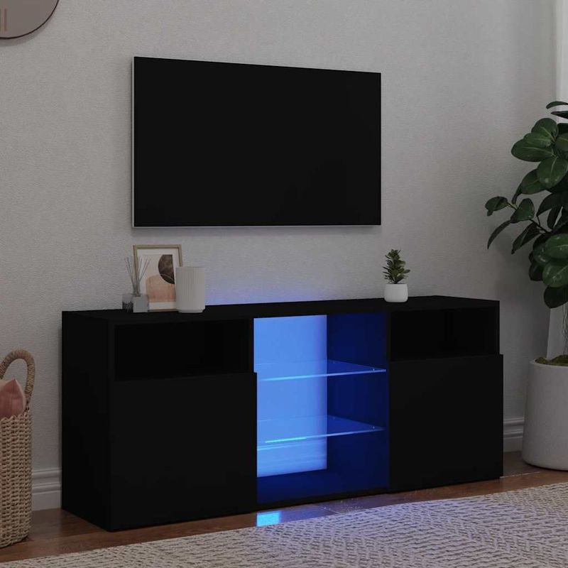 vidaXL TV-Schrank mit LED-Leuchten Schwarz 120x30x50 cm