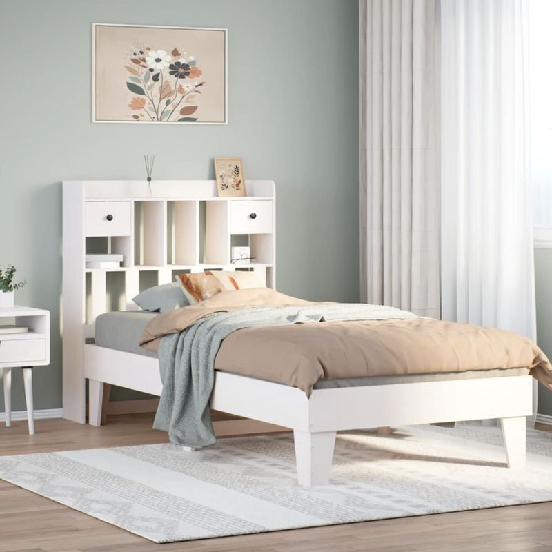 vidaXL Massivholzbett ohne Matratze Weiß 100x200 cm Kiefernholz