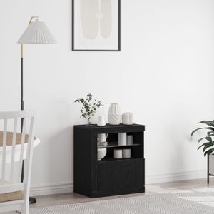 vidaXL Sideboard mit LED-Lichtern Schwarz Eiche 60,5x37x67 cm