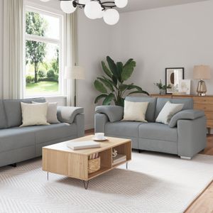 vidaXL 2-teiliges Sofaset mit Kissen in Hellgrau aus Stoff