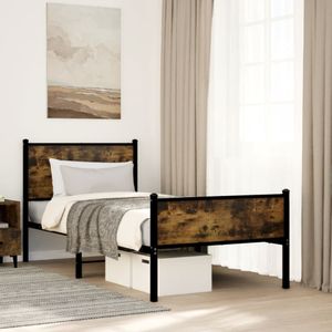 vidaXL Metallbett ohne Matratze Räuchereiche 90x190 cm