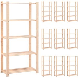 vidaXL Lagerregale 5 Böden 10 Stk. 80x38x170cm Massivholz Kiefer 250kg