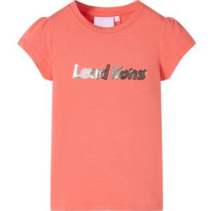 vidaXL Kinder-T-Shirt mit Flügelärmeln Korallenrosa 116