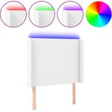vidaXL LED Kopfteil Weiß 83x16x118/128 cm Kunstleder