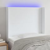 vidaXL LED Kopfteil Weiß 83x16x118/128 cm Kunstleder