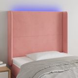 vidaXL LED Kopfteil Rosa 93x16x118/128 cm Samt