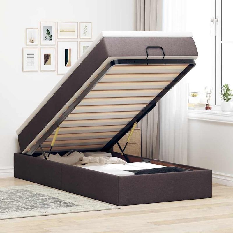 vidaXL Ottoman-Bett mit Matratze Dunkelbraun 100x200 cm Stoff