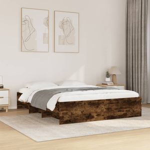 vidaXL Bettgestell ohne Matratze Räuchereiche 160x200 cm Holzwerkstoff