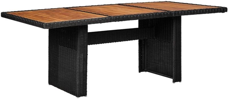 vidaXL Garten-Esstisch Schwarz 200x100x74 cm Poly Rattan