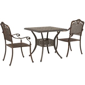 vidaXL 3-teiliges Garten Bistro Set aus bronzefarbenem Gussaluminium