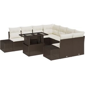 vidaXL 9-teiliges Garten Sofa Set mit Kissen Braun Poly Rattan