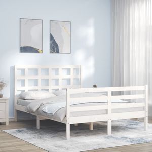 vidaXL Massivholzbett mit Kopfteil Weiß 140x190 cm