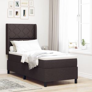 vidaXL Boxspringbett mit Matratze & LED Dunkelbraun 90x190 cm Stoff