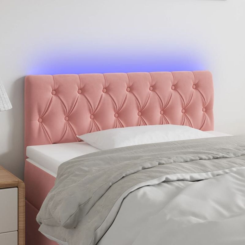 vidaXL LED Kopfteil Rosa 90x7x78/88 cm Samt