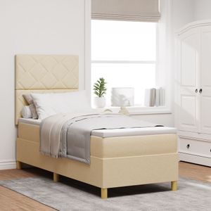 vidaXL Boxspringbett mit Matratze Creme 80x200 cm Stoff