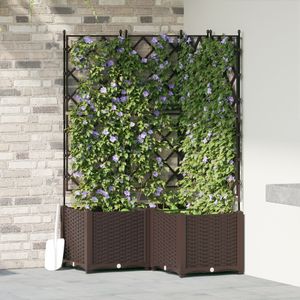 vidaXL Garten Pflanzer mit Spalier 3 Stück Braun 80x80x143 cm