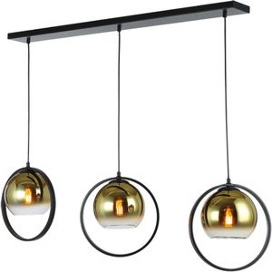 Moderne Hanglamp | Eettafellamp | Aureol | Goud Glas | 3-lichts | Glas Ø 20 cm