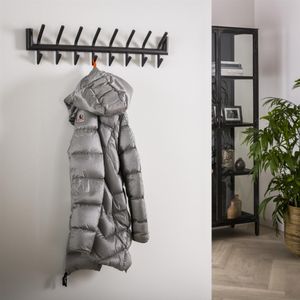 Garderobe | 2x8 haken | ronde buis | 78x10x18,5 cm | donkergrijs mat