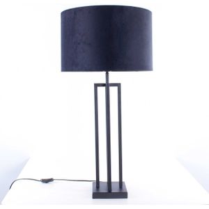 Moderne zwarte tafellamp | Velours kap zwart | goud