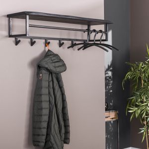 Kapstok yucon 6 haken hoedenplank | Massief acacia zwart