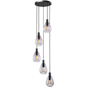 Chique glazen hanglamp Dorato | 5 lichts getrapt | smoke glas