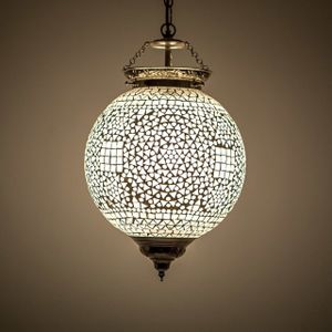 Oosterse mozaïek hanglamp Indian Design grijs-wit Ø25cm