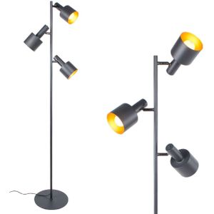 Verstelbare zwarte retro vloerlamp | 3 x E27