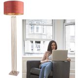 Vierkante bronzen vloerlamp met velours kap Ø 45 cm roestbruin | koper