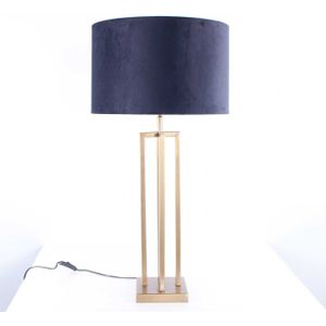 Klassieke grote tafellamp brons | Velours kap zwart | goud