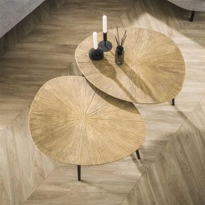 Salontafel set van 2 | Organisch Ray metal | Brons Ray metal